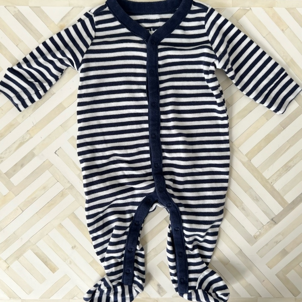 GAP Baby Navy Striped Cotton Footie, 0-3mo